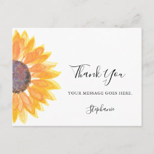 Personalised Sunflower Thank You Postcard