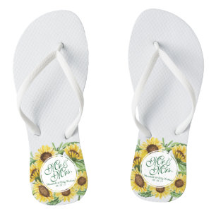 Personalised Sunflower Wedding Flip Flops