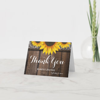 Personalised Sunflower Wedding Thank You Cards
