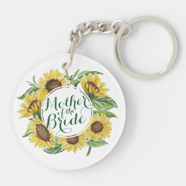 Personalised Sunflower Wreath Wedding Keychain (Back)