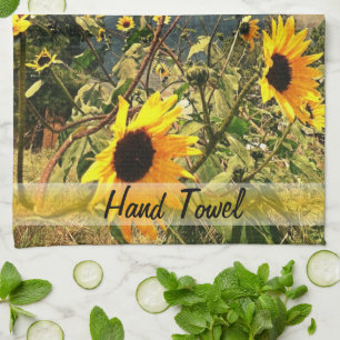 Personalised Sunflowers Before The Storm Clouds Tea Towel