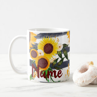 Personalised Sunflowers Floral Design Coffee Mug