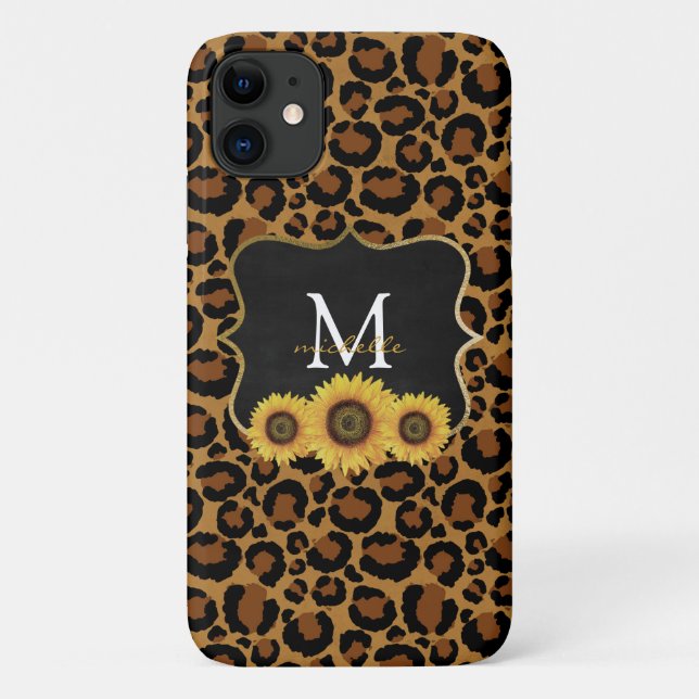 Personalised Sunflowers & Leopard Case-Mate iPhone Case (Back)