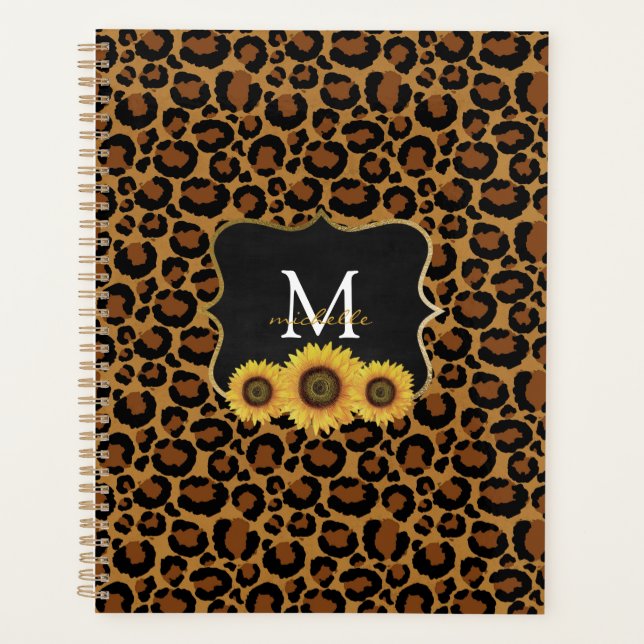 Personalised Sunflowers & Leopard Planner (Front)