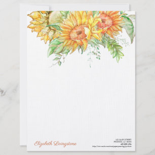 Personalised Sunflowers Stationery Letterhead 