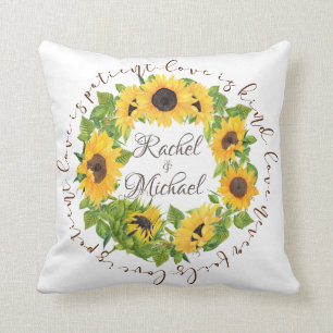 Personalised Sunflowers with Circle Love Quote Cushion