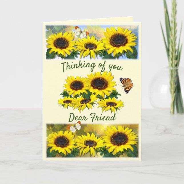 Personalised Sunny Sunflower Christian Friendship  Holiday Card (Front)