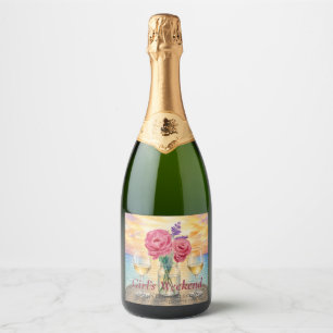 Personalised Sunset Girls Weekend Champagne Bottle Sparkling Wine Label
