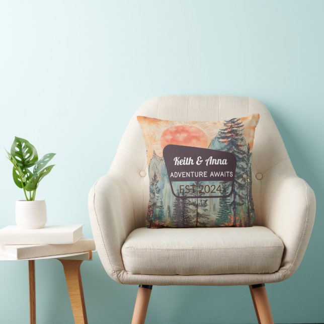 Personalised Sunset Mountain National Park Forest Cushion (Chair)