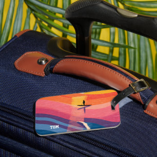 Personalised Sunset Paddle Board Luggage Tag