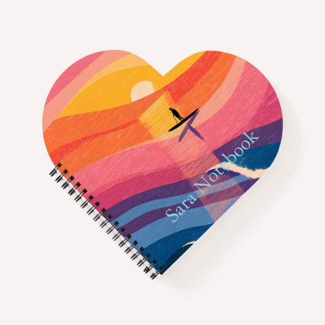 Personalised Sunset Paddle Board Notebook (Front)