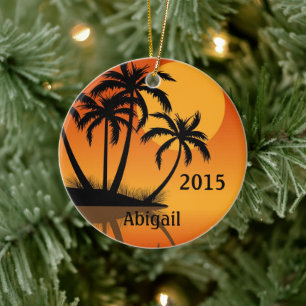 Personalised Sunset Tropical Beach Ornament