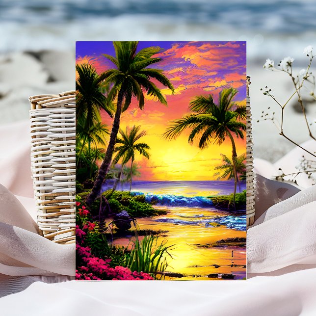 Personalised Sunset Tropical Birthday Card (Creator Uploaded)