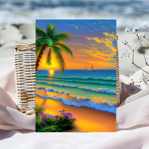 Personalised Sunset Tropical Birthday Card