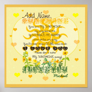 Personalised Sunshine with Hearts Poster