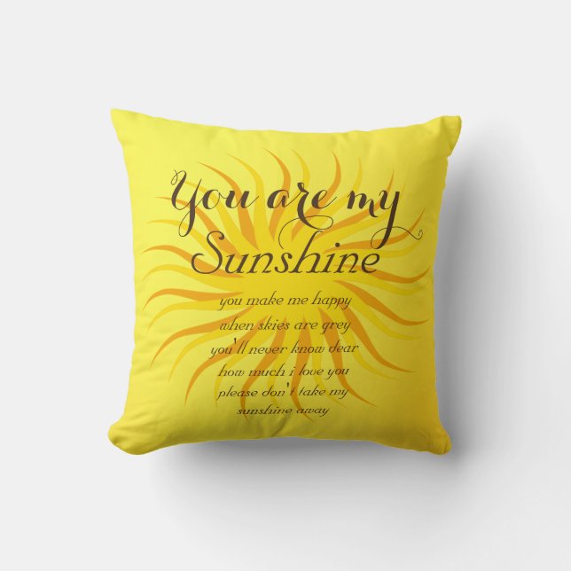 Personalised Sunshine Yellow Throw Pillow (Front)