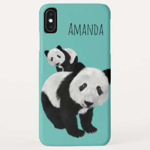 Personalised Super Cute Pandas - Changeable Colo iPhone XS Max Case