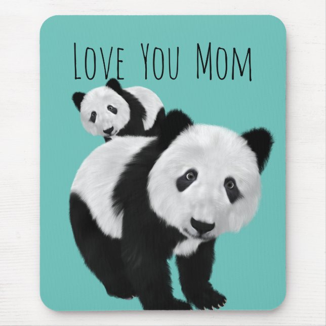 Personalised Super Cute Pandas - Changeable Colo Mouse Pad (Front)
