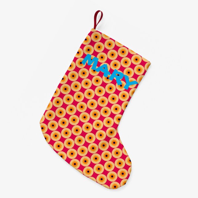 Personalised Super Cute Yellow and Pink Polka Dot Small Christmas Stocking (Front (Hanging))