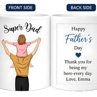 Personalised Super Dad Photo Custom Father's Day Coffee Mug