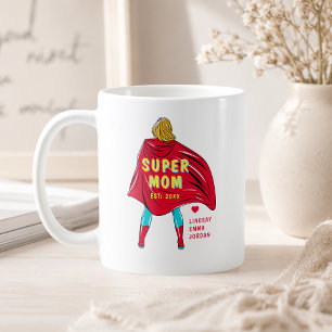Personalised Super Mum Mug Custom Kids Names