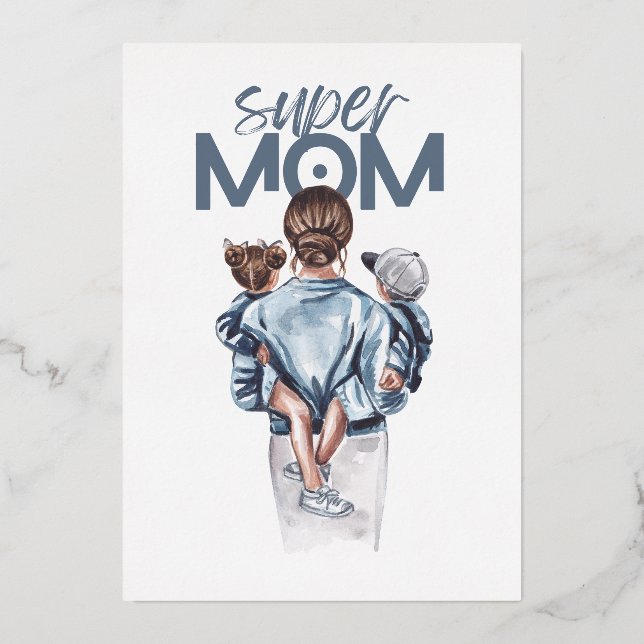 Personalised Super Mum with Son and Daughter Gift  (Front)