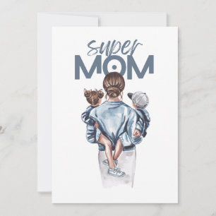 Personalised Super Mum with Son and Daughter Gift