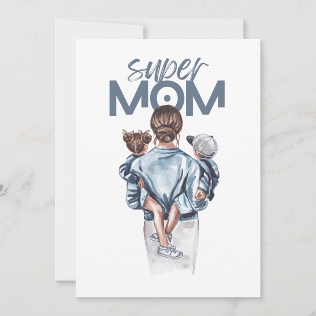 Personalised Super Mum with Son and Daughter Gift  (Front)