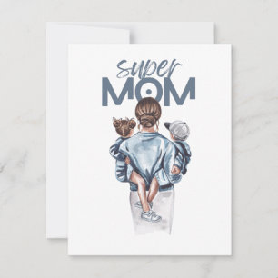 Personalised Super Mum with Son and Daughter Gift Card