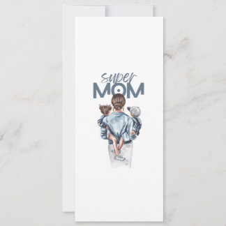 Personalised Super Mum with Son and Daughter Gift  Invitation