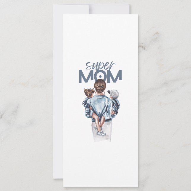 Personalised Super Mum with Son and Daughter Gift  Invitation (Front)