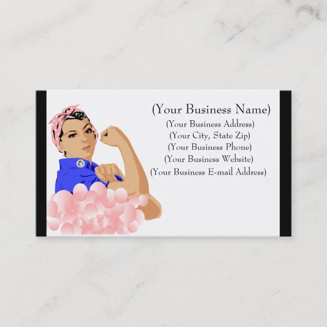 Personalised Super Soaper Rosie Pink Soap Bubbles Business Card (Front)