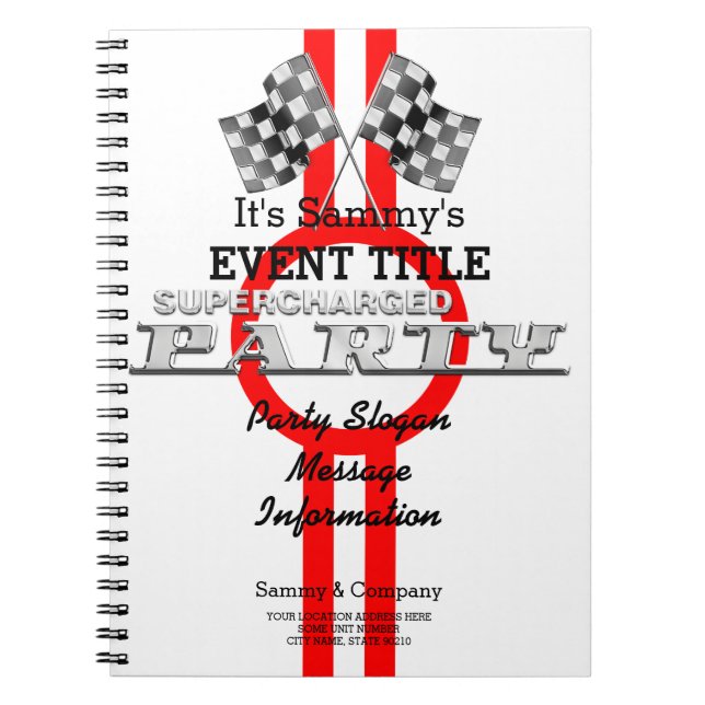 Personalised Supercharged Performance Party Notebook (Front)
