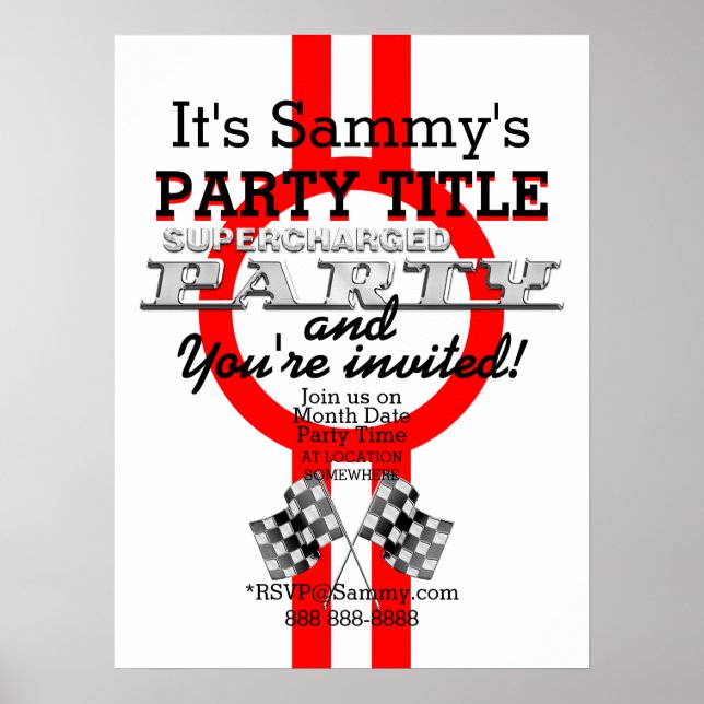 Personalised Supercharged Performance Party Poster (Front)
