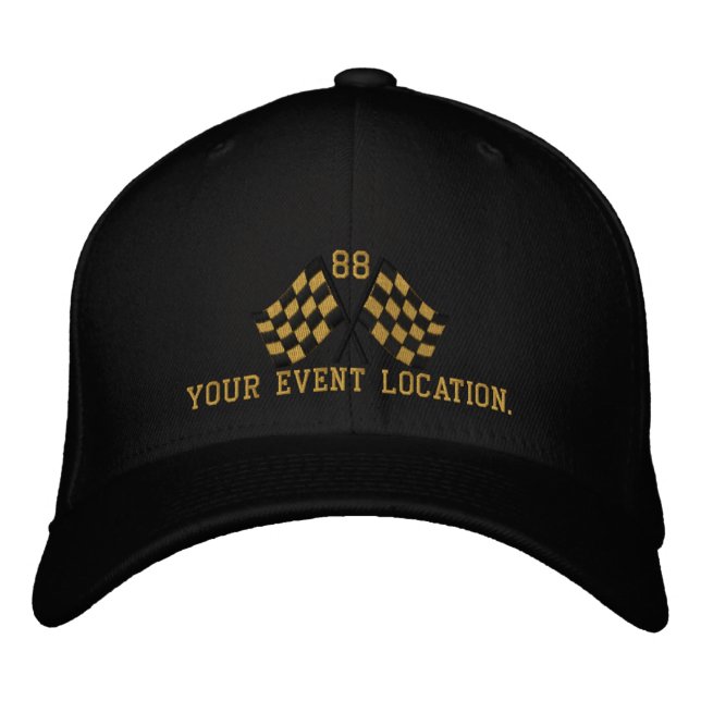 Personalised Supercharged Racing Flags Embroidery Embroidered Hat (Front)