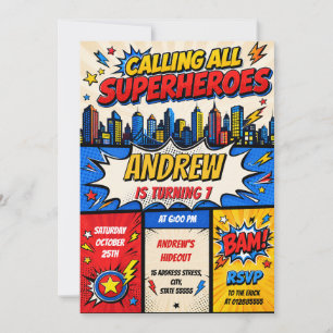 Personalised Superhero Birthday Invitation