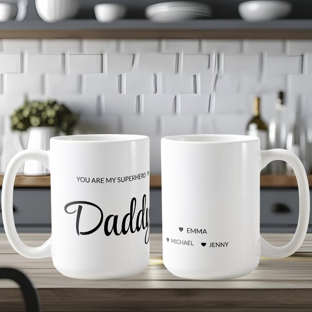 Personalised Superhero Dad Mug – Custom Kids' Name (Creator Uploaded)
