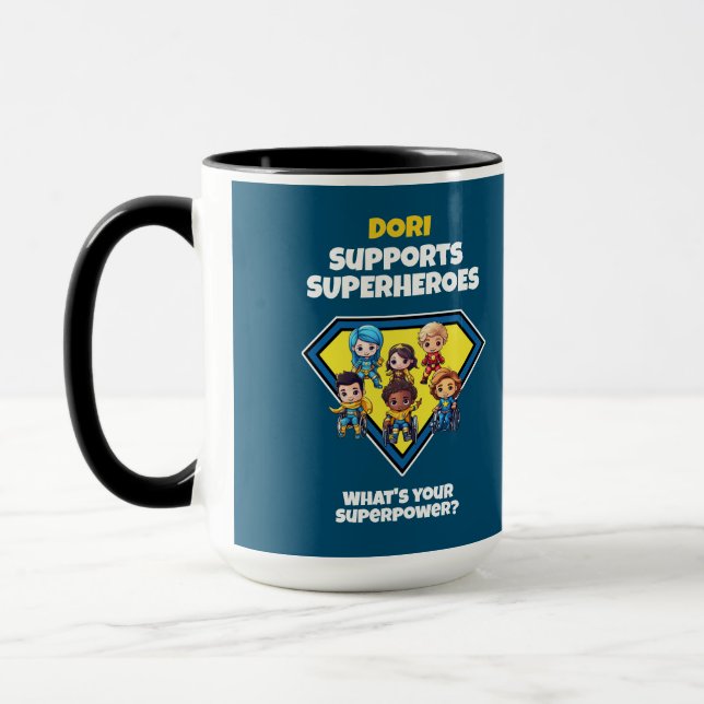 Personalised Superhero Design for Support Worker Mug (Left)