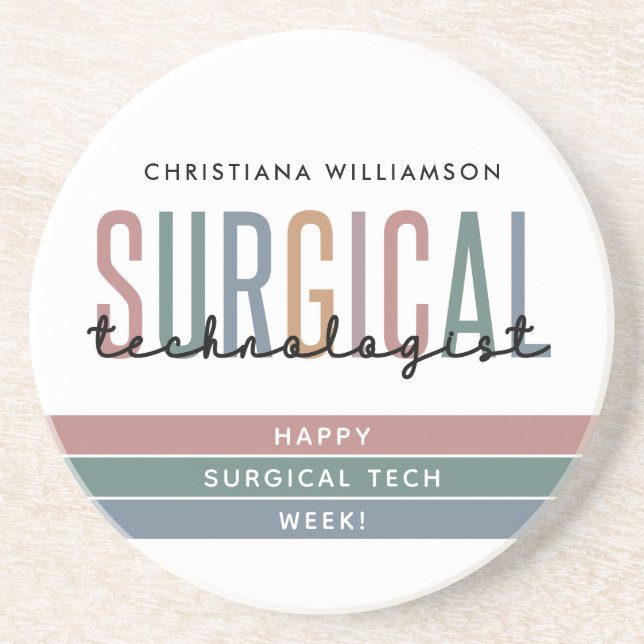 Personalised Surgical Technologist Week OR Tech Coaster (Front)