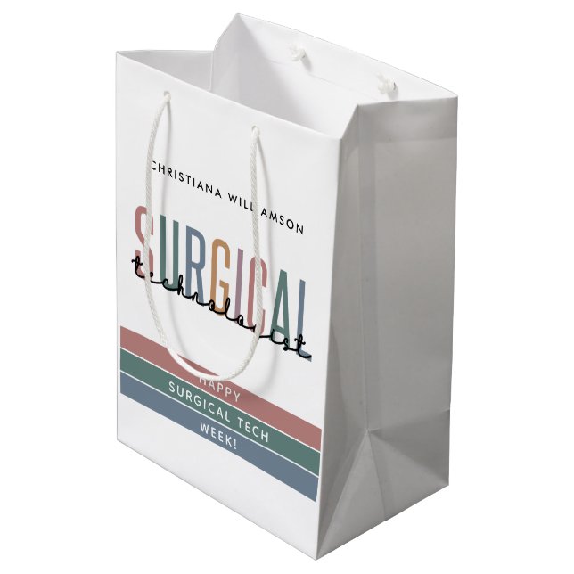 Personalised Surgical Technologist Week OR Tech Medium Gift Bag (Back Angled)