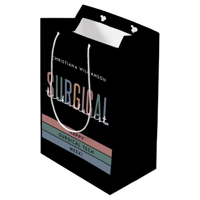 Personalised Surgical Technologist Week OR Tech Medium Gift Bag (Back Angled)