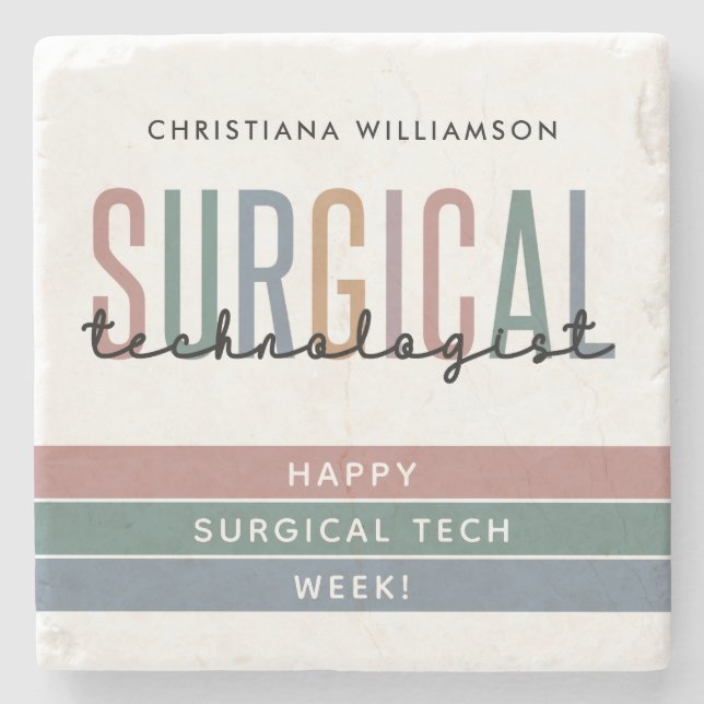 Personalised Surgical Technologist Week OR Tech Stone Coaster (Front)