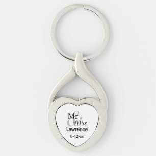 Personalised Surname Date Mr & Mrs Wedding Couple Key Ring