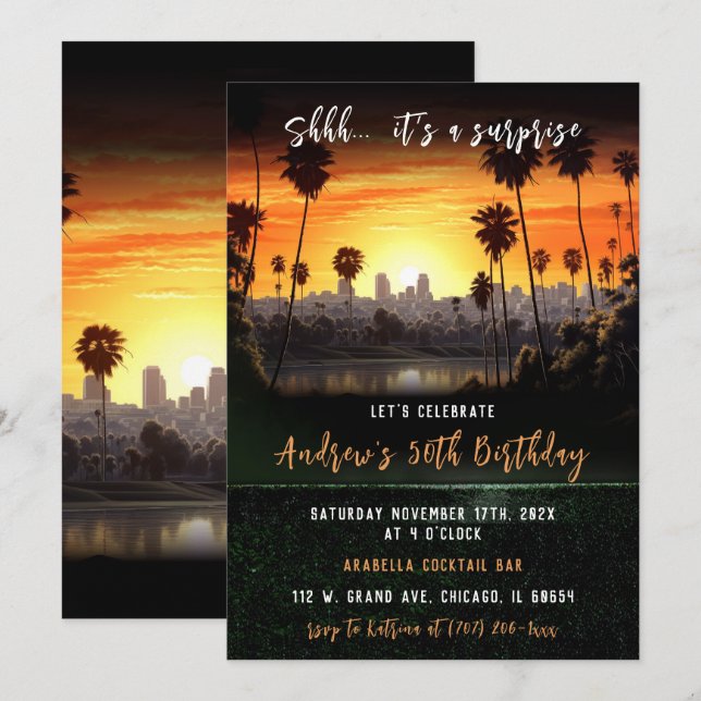 Personalised Surprise 50th Birthday For Men Invitation (Front/Back)