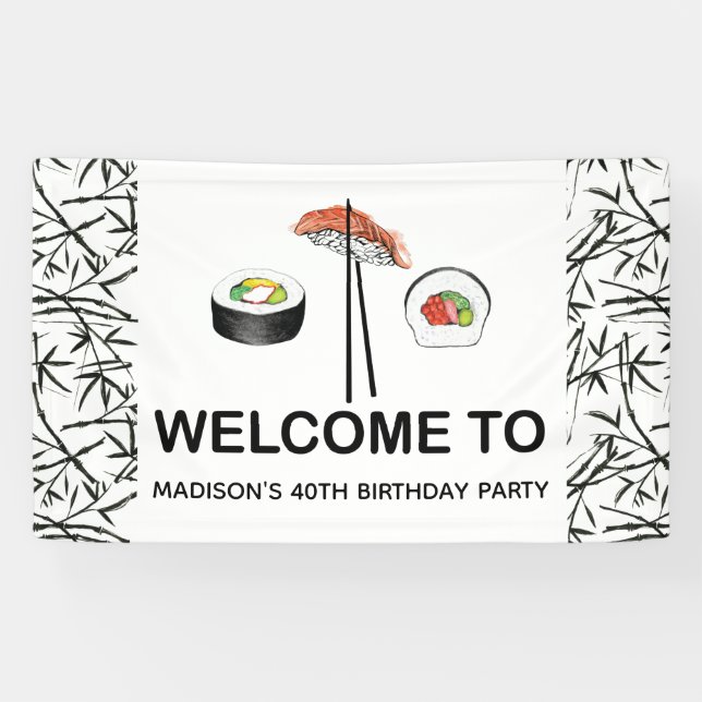 Personalised Sushi Birthday Banner (Horizontal)