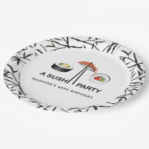 Personalised Sushi Birthday Modern Simple Paper Plate