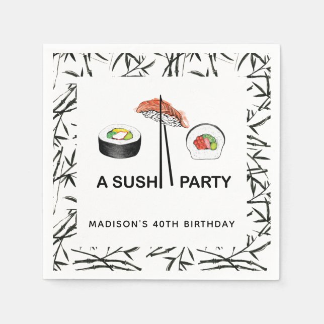 Personalised Sushi Birthday Napkin (Front)