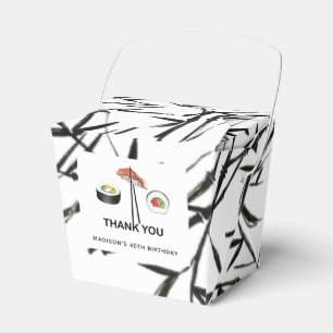 Personalised Sushi Birthday Simple Black White Favour Box