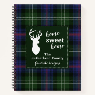 Personalised Sutherland Tartan Plaid Family Recipe Notebook