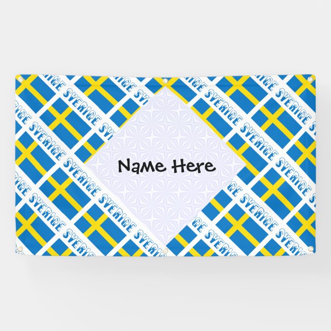 Personalised Sverige Flagge Tiled Banner (Horizontal)